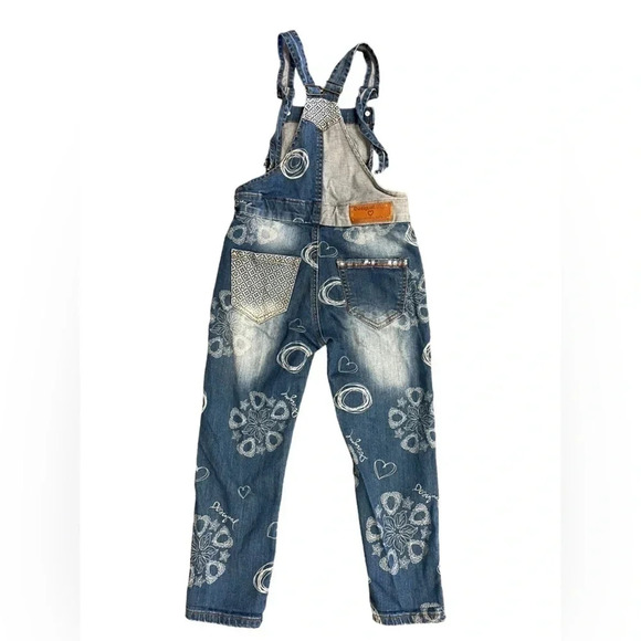 Desigual Girls Overalls Pubill Faded Printed Sequins Size 5-6 - Picture 5 of 12